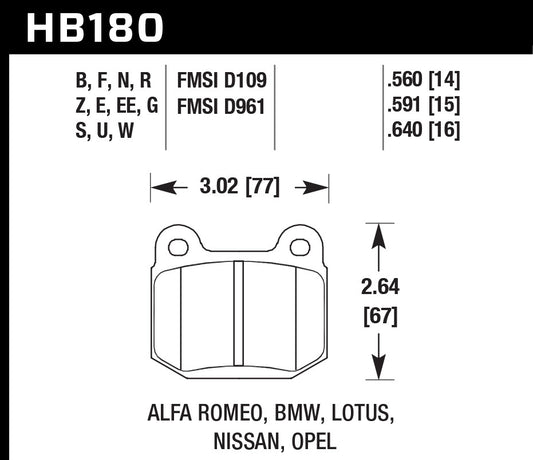 Hawk Brake Street Brake Pads Rear WRX HPS 5.0 | HAWHB180B.560