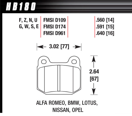 Hawk Brake Performance Street Brake Pads (4) | HAWHB180F560