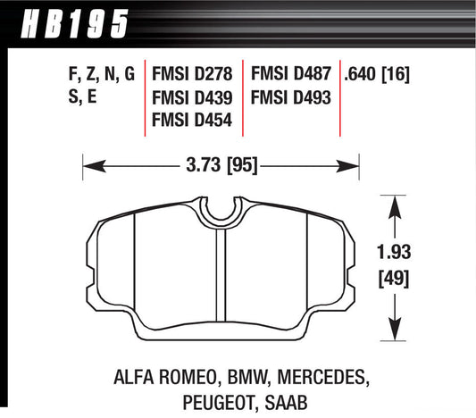 Hawk Brake Brake Pads DTC-60 BMW  Mercedes | HAWHB195G640