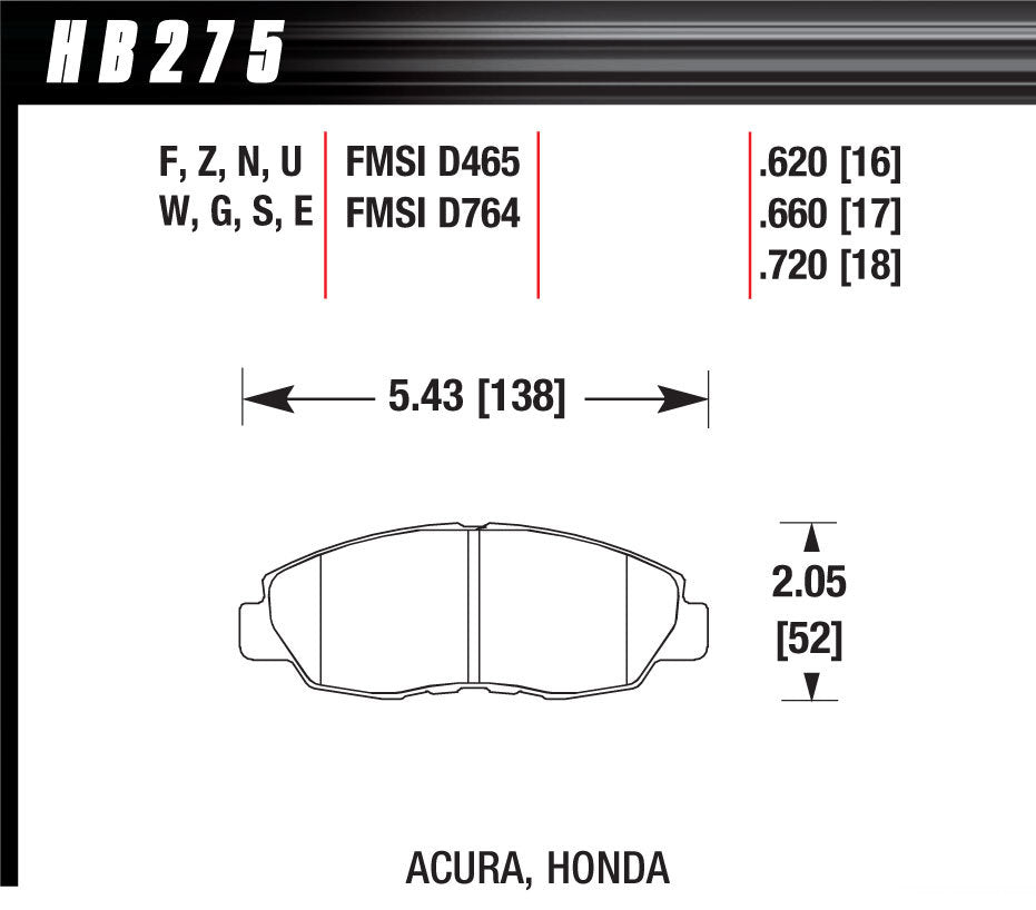 Hawk Brake Performance Street Brake Pads (4) | HAWHB275F620