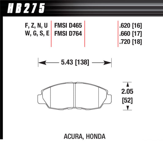 Hawk Brake Performance Street Brake Pads (4) | HAWHB275F620