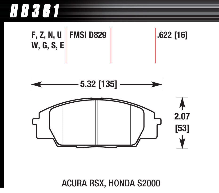 Hawk Brake Street Brake Pads Front RSX / S2000 HP Plus | HAWHB361N622