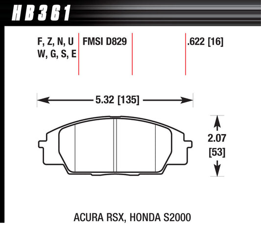 Hawk Brake Street Brake Pads Front RSX / S2000 HP Plus | HAWHB361N622
