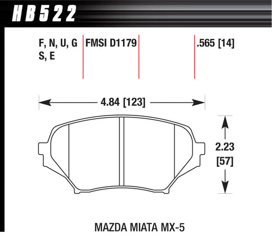 Hawk Brake Brake Pads Front Mazda Miata HP Plus | HAWHB522N565