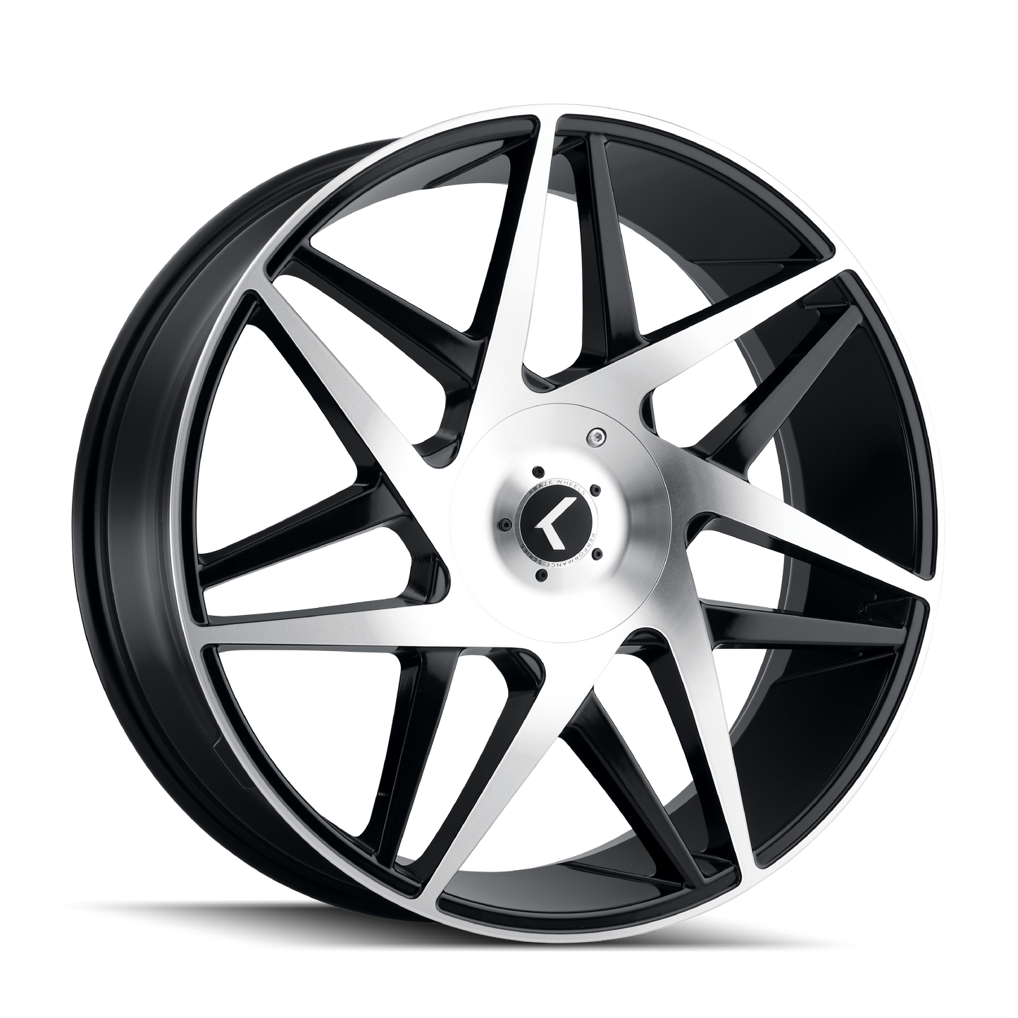 Kraze Phase KR192 Gloss Black Machined 22X8.5 5-112/5-114.3 38mm 72.62mm | KR192-22816BM38