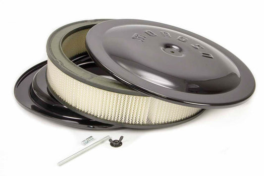 Moroso Black Powder Coat 14x3 Air Cleaner Kit w/Raised Bottom Black | 65912