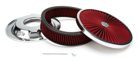 Racing Power Chrome 14in X 3in Super Flow Air Cleaner Chrome/Red | R2236