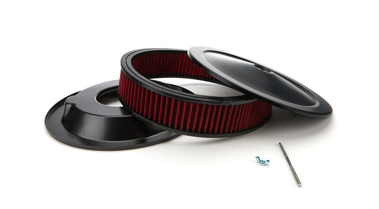 Racing Power Black Powder Coat 14in X 3in Muscle Style Air Cleaner Black/Red | R2350