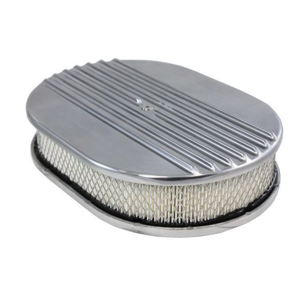 Specialty Products Polished Air Cleaner Kit  12in X 2in Oval Half Finned Top | 6490