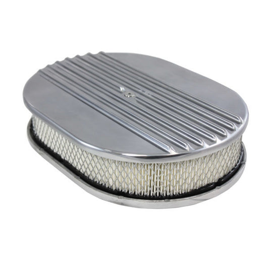 Specialty Products Polished Air Cleaner Kit  12in X 2in Oval Half Finned Top | 6490